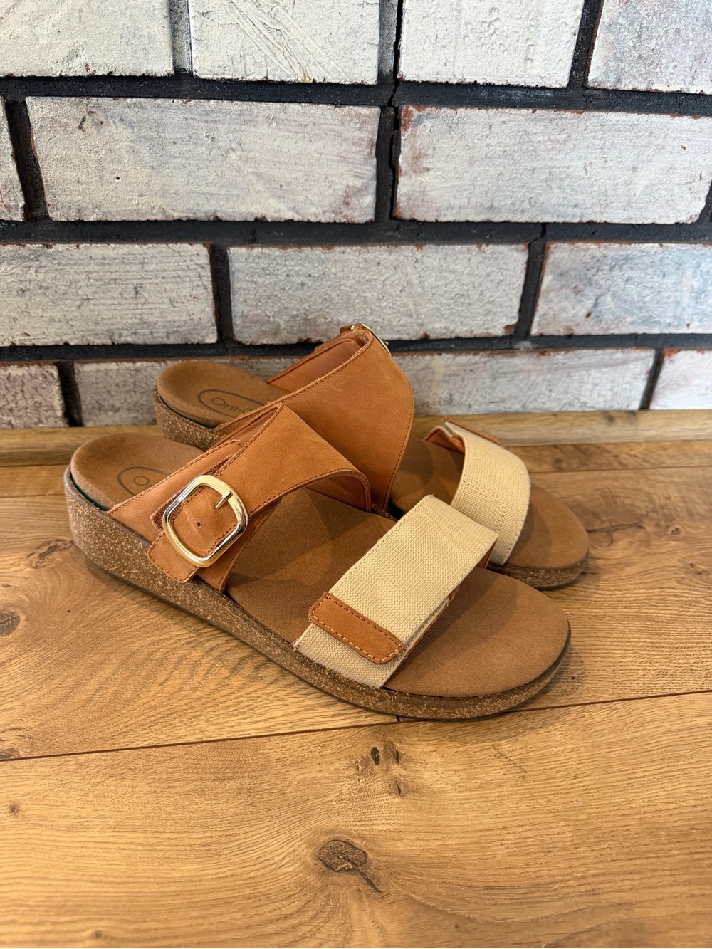 Orthofeet Cybill Women's Arch Support Comfort Slide Sandals Tan, size 9.5